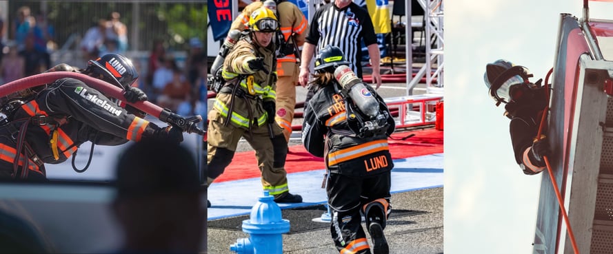 Lund competing at the Firefighter Challenge 